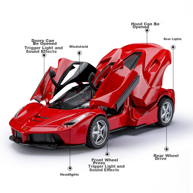 Автомодель BIG TAYLOR Ferrari LaFerrari 1:32 Червона (100026502612) - зображення 4
