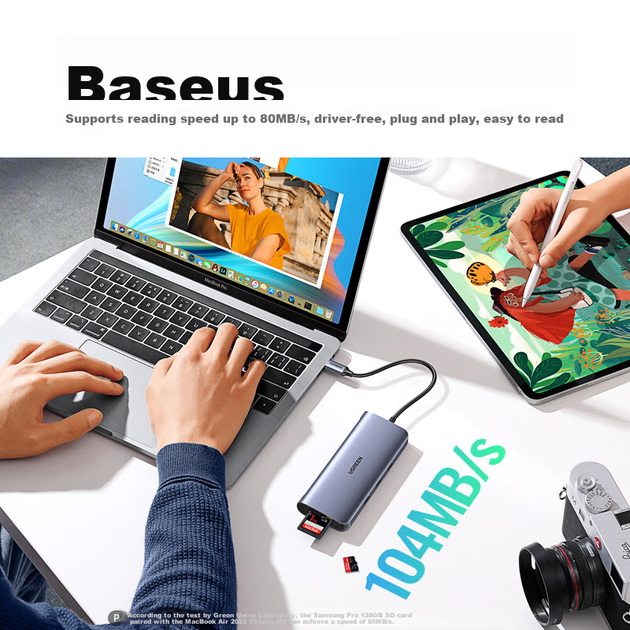 USB-хаб Ugreen 9-in-1 HDMI Ethernet USB-C Hub - Фото 11 USB-хаб Ugreen 9-in-1 HDMI Ethernet USB-C Hub - зображення 11
