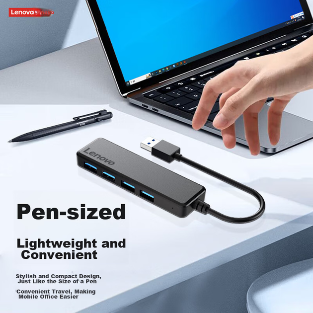 USB-хаб Lenovo 3.0 на 4 порта, высокоскоростной, с удлинительным кабелем, для ноутбука и настольного ПК - изображение 8