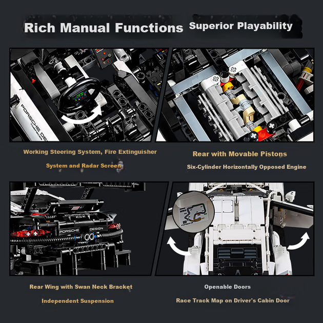 Конструктор LEGO TECHNIC Porsche 911 RSR 1580 деталей (42096) - изображение 7
