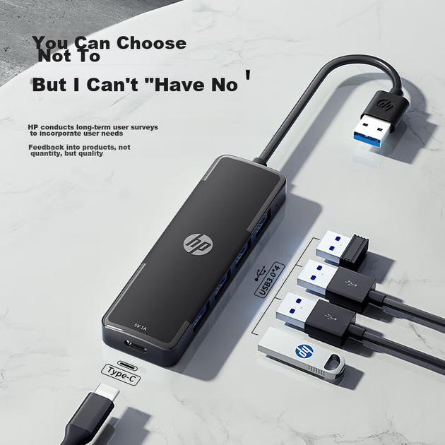 Удлинитель USB HP 2 метра, многопортовый USB-кабель-концентратор USB 3.0 для ноутбука, разветвитель для компьютера, автономный источник питания. - изображение 6