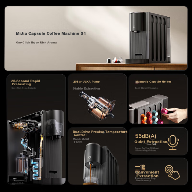 Кавомашина капсульна MiJia S1 Capsule Coffee Machine Black (100192134644) - зображення 3