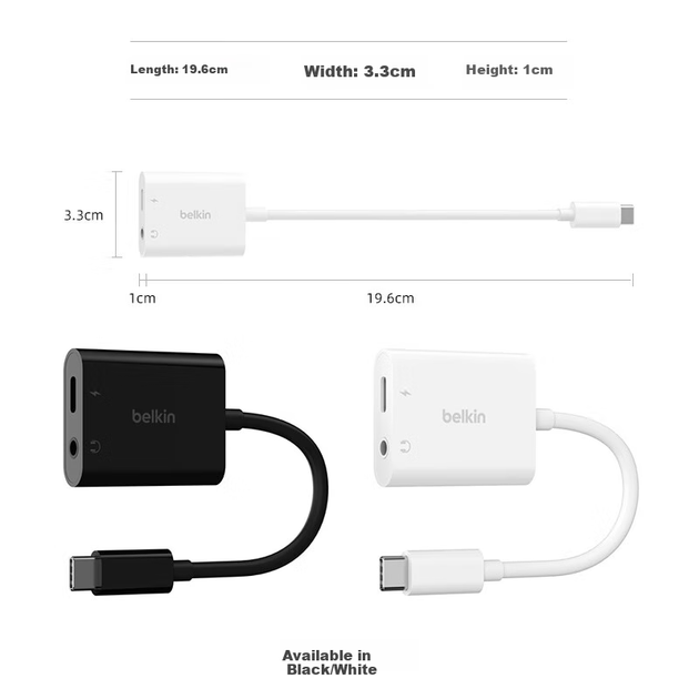 USB-хаб Belkin RockStar USB Type-C - mini-Jack 3.5 mm with PD 60W Black - изображение 8