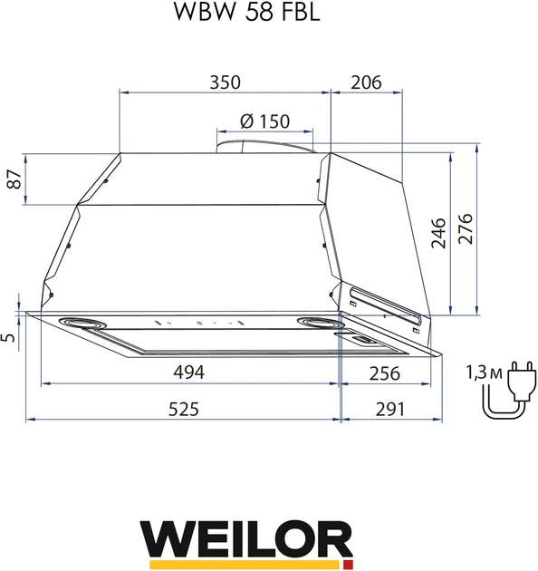 Вытяжка Weilor WBW 58 FBL - изображение 11