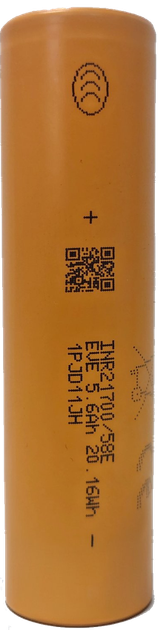 Аккумулятор литий-ионный высокой емкости EVE INR21700-58E 5600mAh 3.6V 16,8A (20.16Wh) - изображение 2