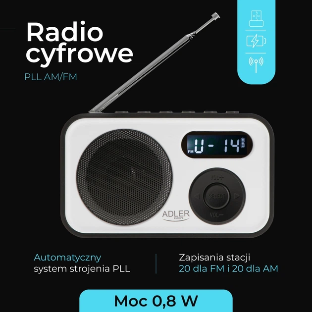 Odbiornik radiowy Adler AD 1906 PLL AM/FM (5905575905499) - obraz 10