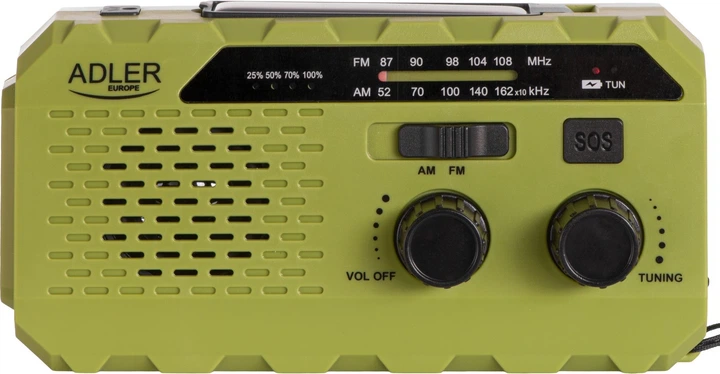 Odbiornik radiowy Adler AD 1197 solarne z korbką ręczną Green (5905575909367) - obraz 3
