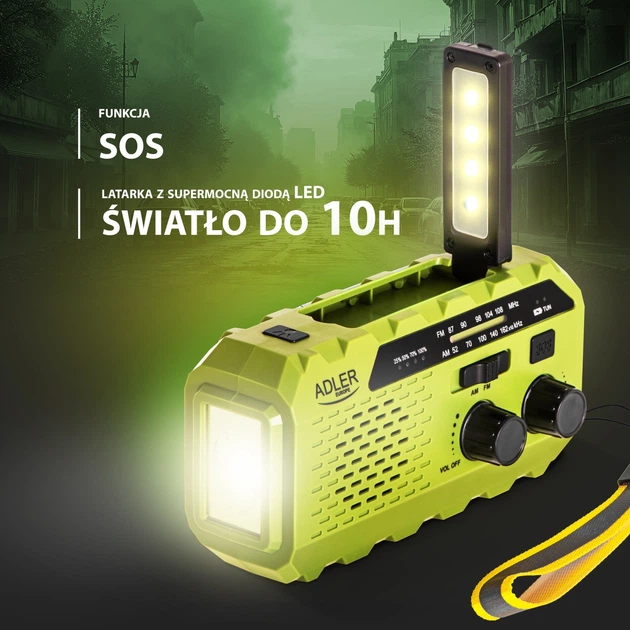 Odbiornik radiowy Adler AD 1197 solarne z korbką ręczną Green (5905575909367) - obraz 13
