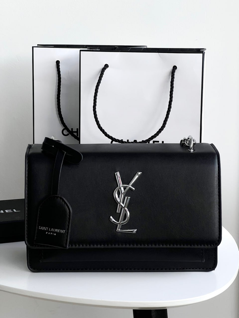 Женская сумка-клатч Saint Laurent эко-кожа 2 отделения 2 карман цепочка черная (Premium-A652) - Фото 1 Женская сумка-клатч Saint Laurent эко-кожа 2 отделения 2 карман цепочка черная (Premium-A652) - изображение 1