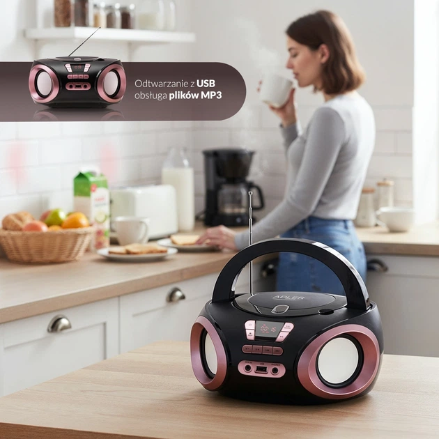 Odbiornik radiowy Adler AD 1181 FM Boombox CD-MP3 Black (5905575909022) - obraz 9
