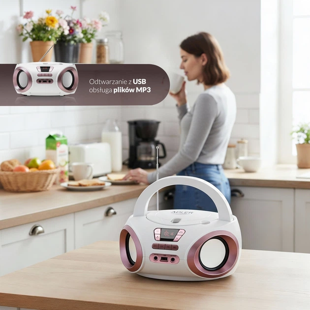 Odbiornik radiowy Adler AD 1181 FM Boombox CD-MP3 White (5905575909046) - obraz 10