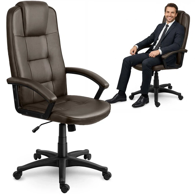 Офісне крісло Sofotel 402C-DARK-BROWN Поворотне Темно-коричневе (5903890631499) - зображення 4