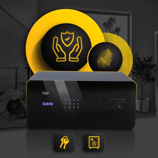 Сейф-шухляда Adler AD 1044 із сенсорною панеллю та зчитувачем відбитків пальців (5905575910639) - зображення 11