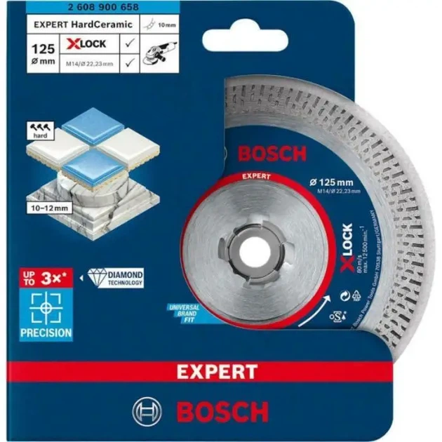 Круг алмазный отрезной Bosch X-Lock Hard Ceramic 125х1,6х22,23 мм (2608900658) - изображение 2