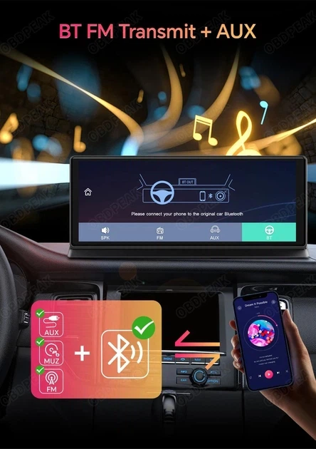 Автомагнітола '11.3 дюйм OBDPEAK K2 Pro + задня камера + GPS модуль (Apple CarPlay&Android Auto) - зображення 5