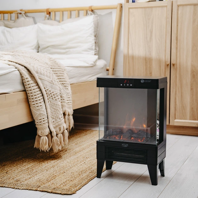 Kominek elektryczny Adler AD 7755 LED 1000 W/2000 W z pilotem i efektem 3D płomienia (5905575910066) - obraz 14