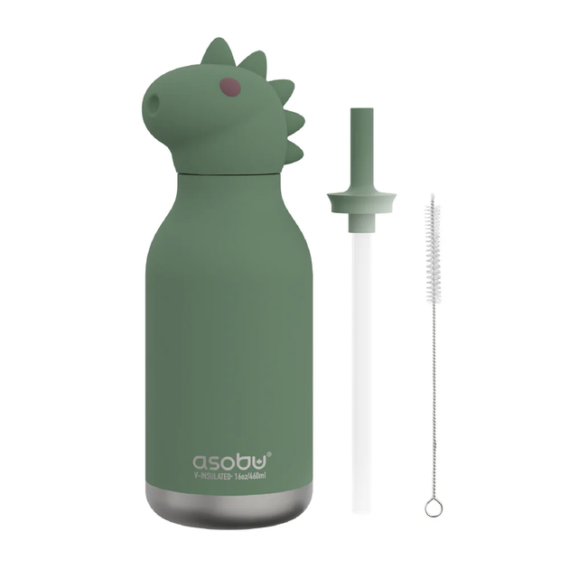 Термобутылка с соломинкой Asobu Bestie Dinosaur Динозавр 460 мл - изображение 2
