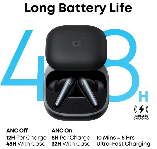 Беспроводные наушники Anker Soundcore Liberty 5, Black, ANC 3.0, Hi-Res, 48H, IP55, Dolby audio, Multipoint, LDAC, Bluetooth 5.4 - изображение 2
