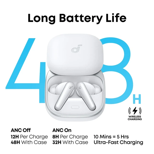 Беспроводные наушники Anker Soundcore Liberty 5,White, ANC 3.0, Hi-Res, 48H, IP55, Dolby audio, Multipoint, LDAC, Bluetooth 5.4 - изображение 2