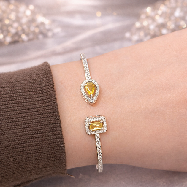 Браслет Квадрат-Крапля Silver-Yellow - зображення 2