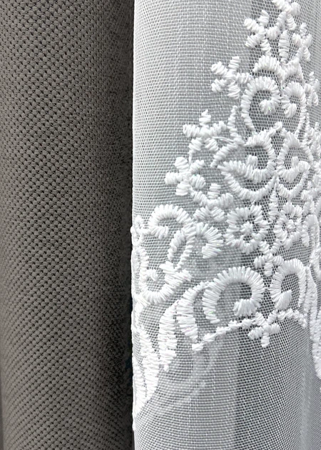 Комплект штор VR-Textil рогожка премиум TERRA LUXE 200х270 2шт и Тюль 500х270 1856ш-1704т Темно-серый с белым 71-110/6 - изображение 5