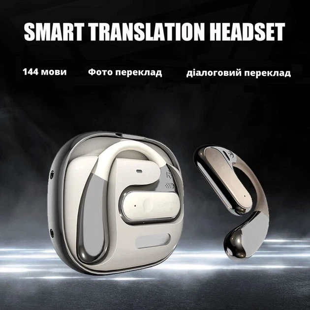 AI-навушники-перекладачі S10 White — TWS з перекладом 144 мов та 54 акцентів, 4 режими перекладу, Hi-Fi звук, 40 год роботи - зображення 5