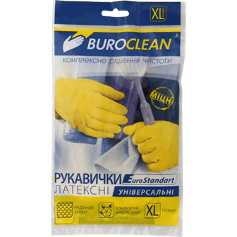 Рукавички гумові BUROCLEAN унів. XL (збільш.) /10200303/ - Фото 1 Рукавички гумові BUROCLEAN унів. XL (збільш.) /10200303/ - изображение 1