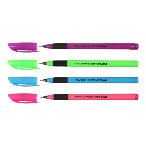 Ручка масляна BUROMAX 8355-01 Sonata grip синя, тригр. (12) /BM.8355-01/ - Фото 1 Ручка масляна BUROMAX 8355-01 Sonata grip синя, тригр. (12) /BM.8355-01/ - изображение 1
