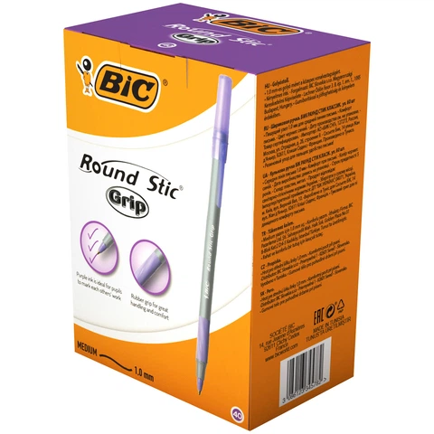 Ручка кулькова BIC Round Stic фіолетова (40) /bc920412/ - изображение 4