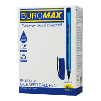 Ручка масляна BUROMAX 8353-01 Hypnos синя, тригр. (50) /BM.8353-01/ - Фото 1 Ручка масляна BUROMAX 8353-01 Hypnos синя, тригр. (50) /BM.8353-01/ - зображення 1