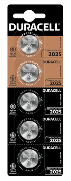 Батарейка DURACELL CR2025 5bl (ціна за 1шт) - Фото 1 Батарейка DURACELL CR2025 5bl (ціна за 1шт) - изображение 1