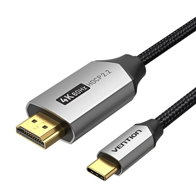Кабель Vention HDMI - USB Type-C (M/M), V 2.0, 1.5 м, черный/серый (CRBBG) - изображение 4