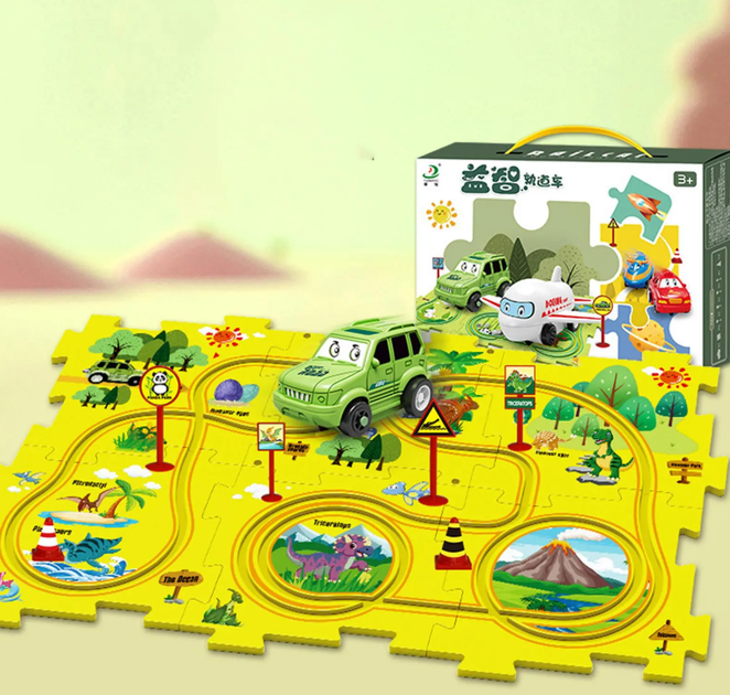 Развивающая игрушка-пазл 5PCS Rail Car желтый - Фото 2 Развивающая игрушка-пазл 5PCS Rail Car желтый - изображение 2