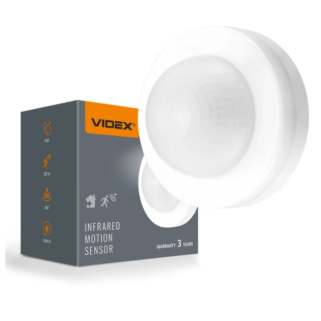 Датчик руху та освітленості VIDEX VL-SPC46W 220V 2000W інфрачервоний білий - Фото 1 Датчик руху та освітленості VIDEX VL-SPC46W 220V 2000W інфрачервоний білий - зображення 1