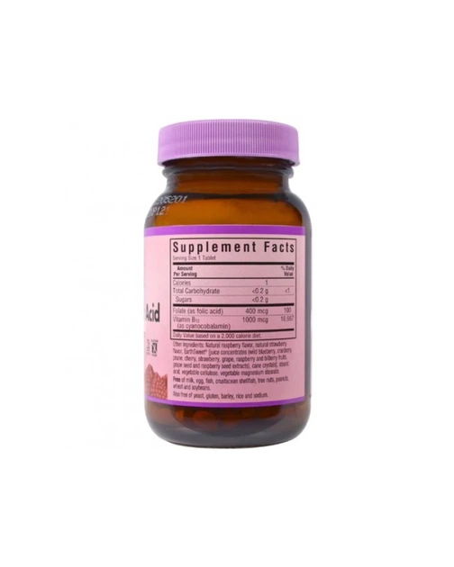 Витамин B-12 и фолиевая кислота вкус малины Bluebonnet Nutrition 90 жев таб 20190169 - изображение 2