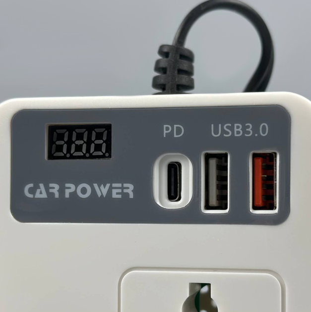 Автомобільний інвертор 12V–220V від прикурювача (USB, Type-C, LED дисплей) - зображення 5