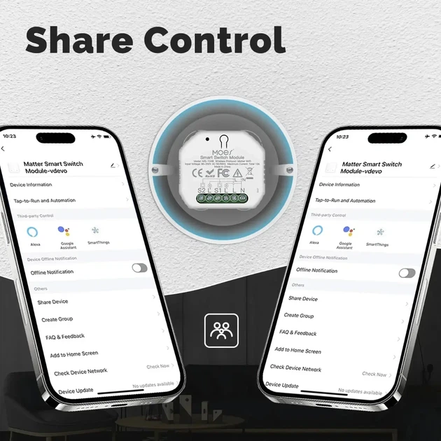 Модуль умного коммутатора MOES MATTER Wi-Fi White / Смарт-реле для домашней автоматизации - изображение 6