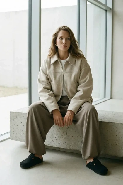 Бомбер с итальянской шерсти L-XL. Бежевый - изображение 4