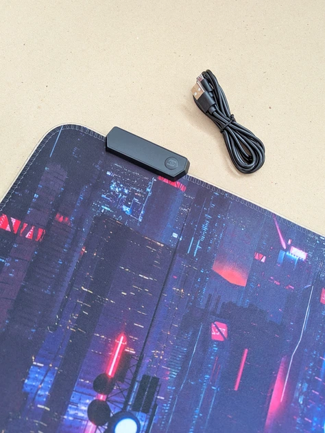 Игровая поверхность, коврик для мышки с RGB-подсветкой 80x30 см Киберпанк 5 (026) - изображение 6