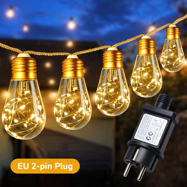 Уличный и домашний LED светильник Sunlamp 8 м + 2 м, 20 ламп по 10 LED, 220V, IP65, теплый свет, с пультом и 8 режимами - Фото 9 Уличный и домашний LED светильник Sunlamp 8 м + 2 м, 20 ламп по 10 LED, 220V, IP65, теплый свет, с пультом и 8 режимами - изображение 9