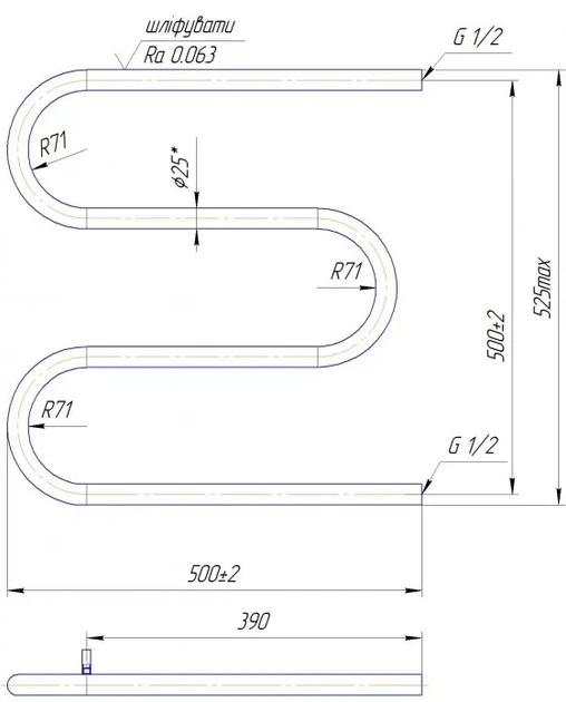Водяна рушникосушка Mario Змійка d25 525х500/500мм (1.1.2509.04.P) - Фото 4 Водяна рушникосушка Mario Змійка d25 525х500/500мм (1.1.2509.04.P) - зображення 4