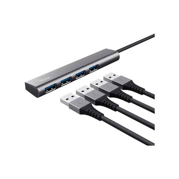 Концентратор Halyx Type-C до 4-Port USB-A 3.2 Grey Trust - зображення 6