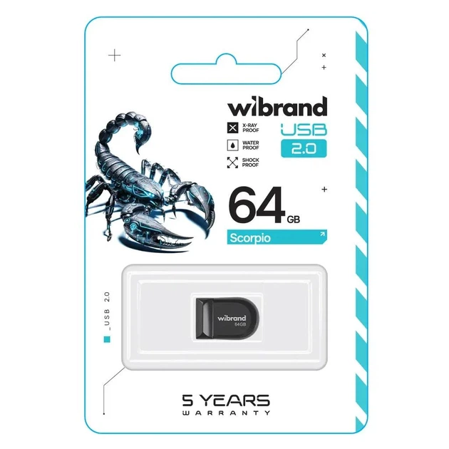 USB флеш накопитель Wibrand 64GB Scorpio Black USB 2.0 - Фото 2 USB флеш накопитель Wibrand 64GB Scorpio Black USB 2.0 - изображение 2