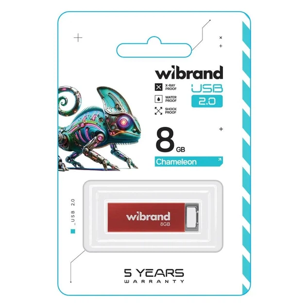 USB флеш накопитель Wibrand 8GB Chameleon Red USB 2.0 - изображение 2