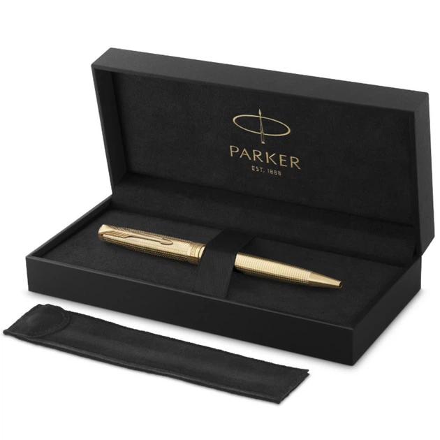 Ручка кулькова Parker SONNET 17 SE Cisele Gold GT BP + оксамит чохол (68 632) - Фото 4 Ручка кулькова Parker SONNET 17 SE Cisele Gold GT BP + оксамит чохол (68 632) - изображение 4