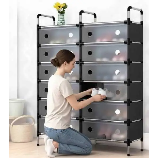 Полиця органайзер стелаж для взуття на 6 полиць дворядна Storage Shoe Rack WFB26207 - зображення 2