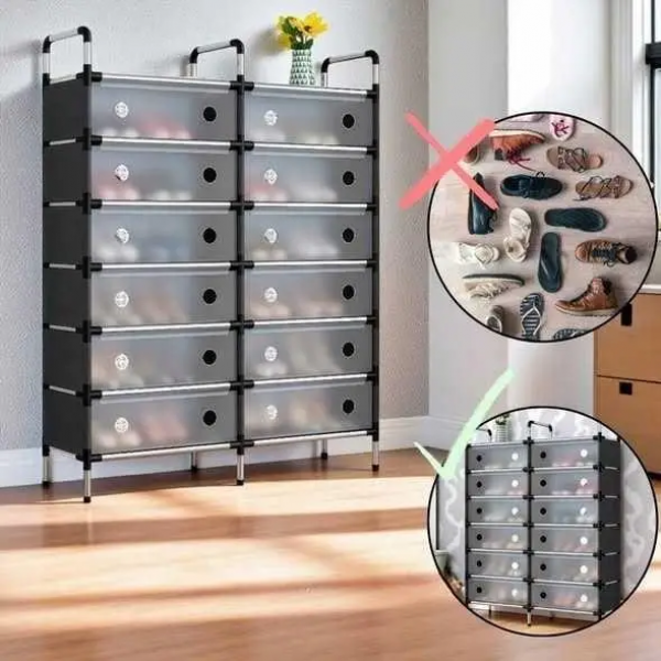Полиця органайзер стелаж для взуття на 6 полиць дворядна Storage Shoe Rack WFB26207 - зображення 6