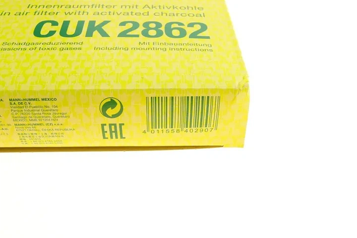 Фільтр салону VW Golf IV/Skoda Octavia/Audi A3 1.0-3.2 92-10 (вугільний) MANN-FILTER CUK 2862 - изображение 7