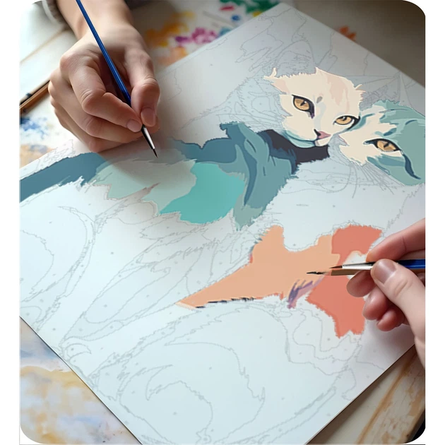 Картина за номерами Massido Два коти 40x50 см 699017 (5903890623982) - зображення 4