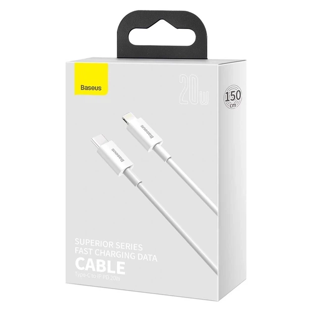 Кабель Baseus Superior USB-C to Lightning 1.5m White (CATLYS-B02) - Фото 5 Кабель Baseus Superior USB-C to Lightning 1.5m White (CATLYS-B02) - изображение 5